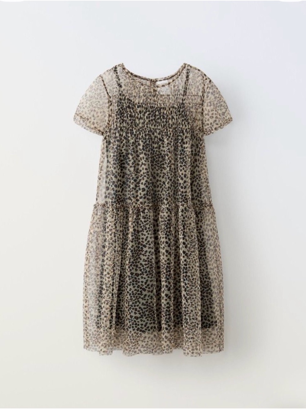 Zara Kids Girls Leopard Print Tulle Mesh Dress Size 7 122